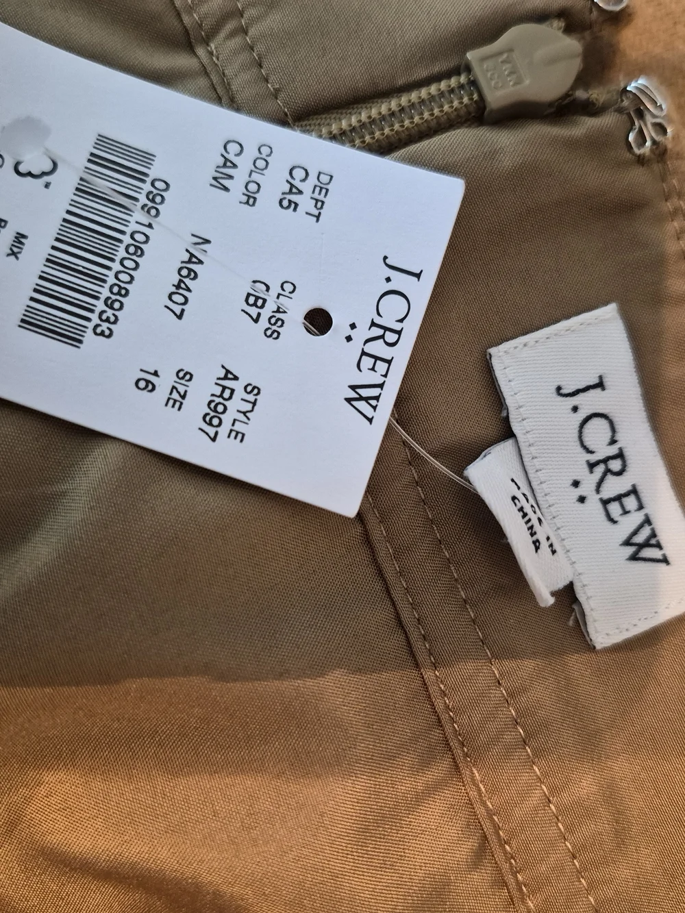 J. Crew Tan A-Line Wool Skirt Size 16 NWT